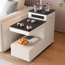 Solid Wood Movable Coffee Table with Automatic Water-Filling Kettle, Integrated Tea Table Side Cabinet, 2026 Hot-Selling Sofa Side Cabinet