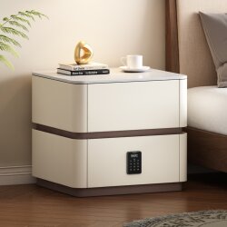 Bedroom Solid Wood Bedside Table Safe Modern Home Use 2025 Hot Model with Lock Light Luxury High-End Small Storage Cabinet