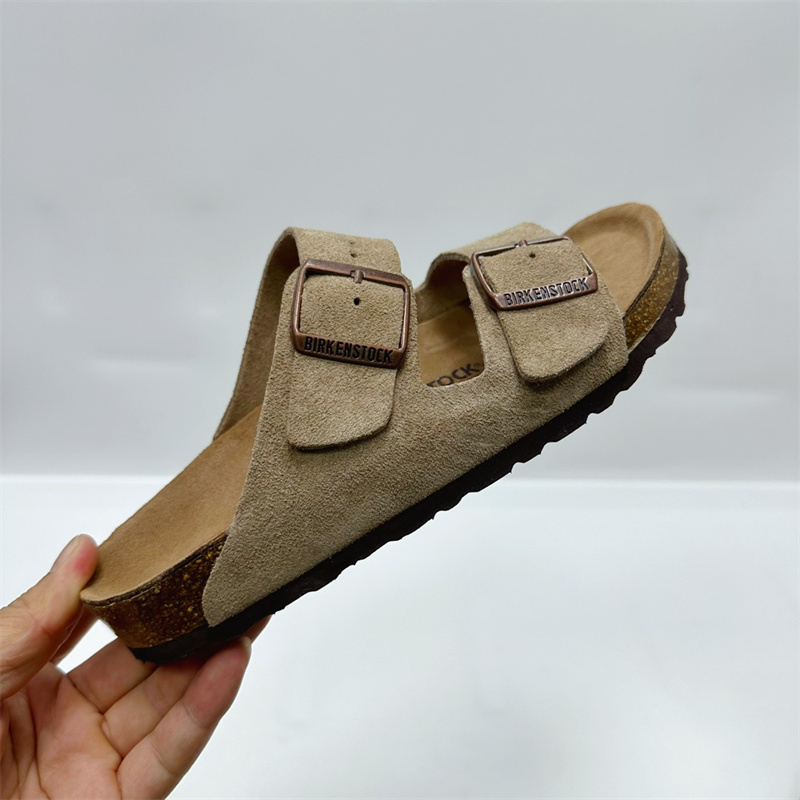 Wanxiang Bk Foreign Trade High-End Version 24 New Model Birkenstock Shoes with Cork Sole, Genuine Leather, Unisex Double-Strap Open-Toe Sandals and Slippers