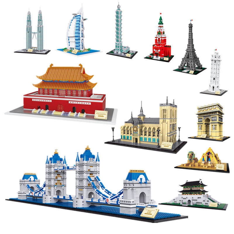 Doctoral Stars World Famous Buildings Compatible With A High City Mini-Grain Assembly Building Blocks Tiananmen Gift Toys