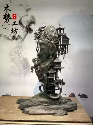 Root carving wood carving Buddha Ebony home company club creative ornaments tremble sound wood carving Buddha statue porch ornaments