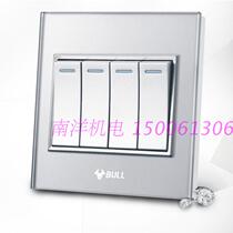 Bull switch socket high crystal glass switch panel full moon silver four open power switch G22K412 4 open