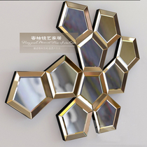  American restaurant background wall decoration mirror Living room model room ten diamond irregular three-dimensional decoration mirror soft decoration customization