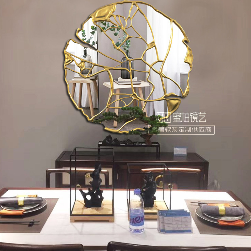 Post-modern living room light luxury art mirror background wall porch creative dining side mirror embossed art designer decorative mirror