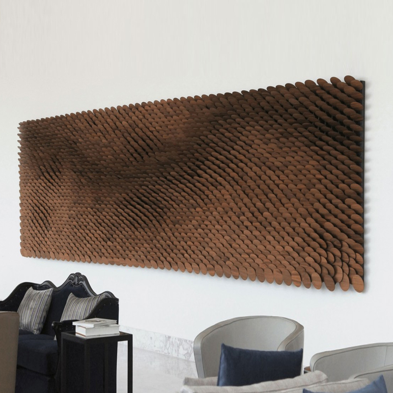 American Modern Decorative Painting with Wooden Inserts, Three-Dimensional Wave Pattern Art Installation, Hotel Restaurant Background Wall Hanging Painting American Modern Decorative Painting with Wooden Inserts, Three-Dimensional Wave Pattern Art Installation, Hotel Restaurant Background Wall Hanging Painting