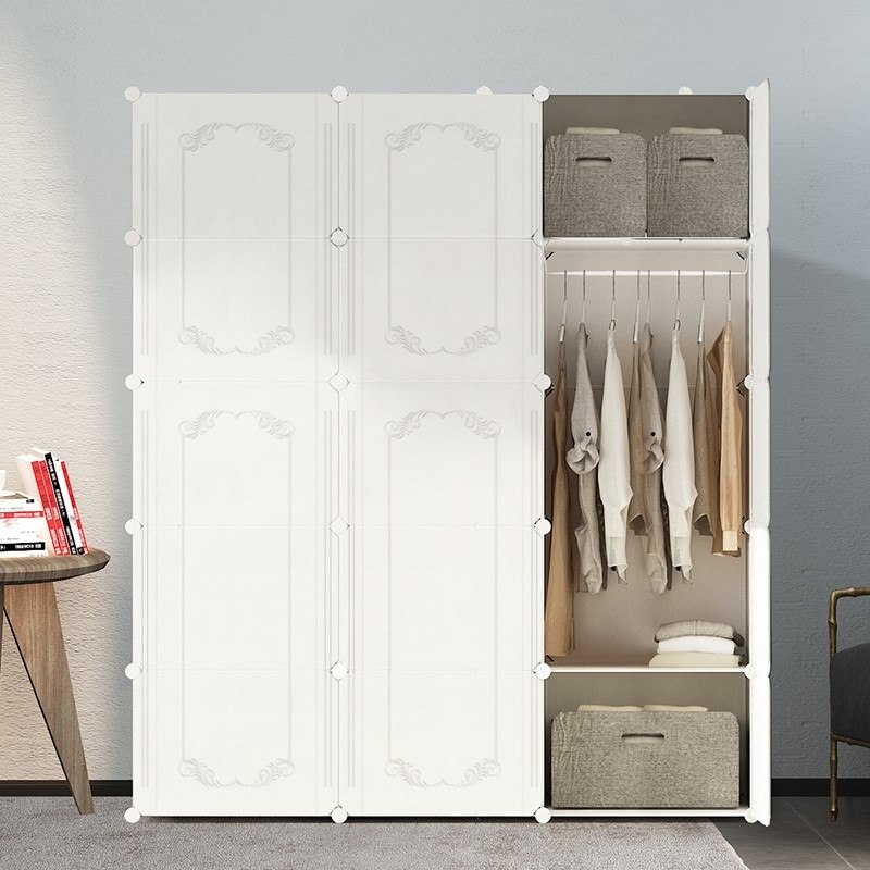 Double for plastic wardrobe adults with bedroom wardrobe master bedroom multifunctional simple and sturdy and durable rental