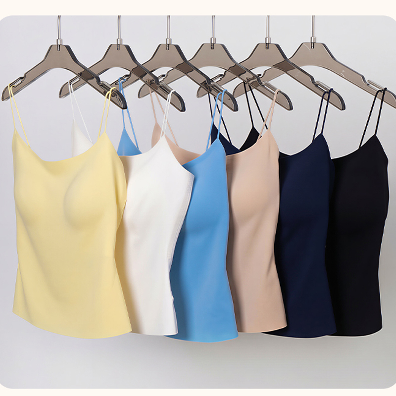 Hemei No-Wire Bra for Women, One-Piece with Built-In Bra Pads, Camisole for Spring and Summer, Beautiful Back Design, Base Layer Top