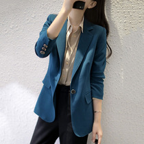 Canary kisser peacock blue casual suit jacket female temperament goddess fan slim body thin workplace suit