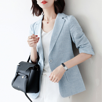 Canary Kisss senior sense blazer womens professional temperament Half sleeve casual cotton linen small suit thin