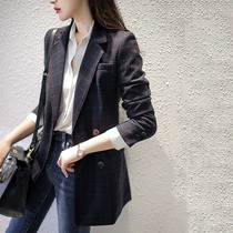 Canary kisser plaid wool woolen suit jacket women light luxury slim slim British suit