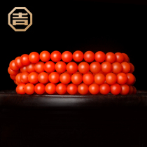 Ji Yongfa Baoshan Nanhong Bracelet Agate Bracelet 108 Natural Yunnan Buddha Beads Persimmon Red Boutique 7 5mmm