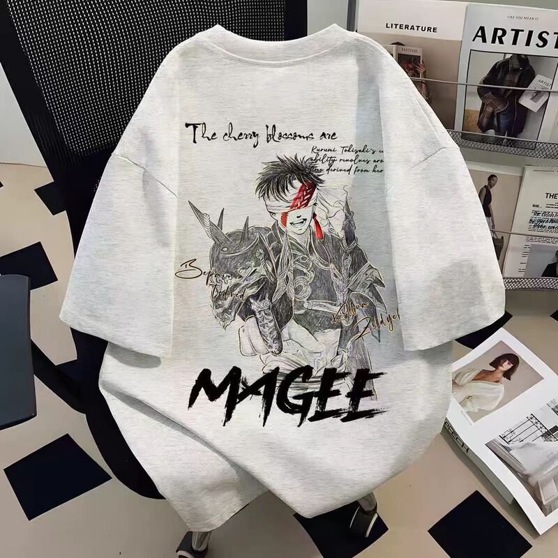 Apocalypse Valkyrie Ying Zheng Printed Cotton Short-Sleeve T-Shirt Anime Two-Dimensional Style Trendy Versatile Summer Top for Men
