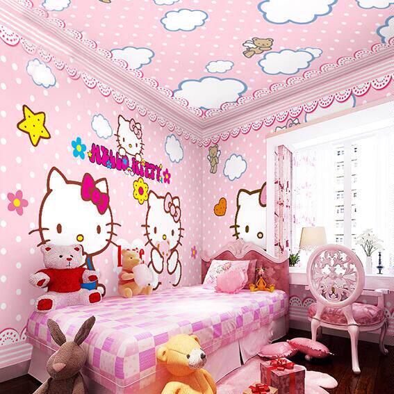 Children's Room Themed Cozy Wallpaper Cute Romantic Fresco Girl Princess Pink Cartoon Whole House Custom Wall Paper-Taobao
