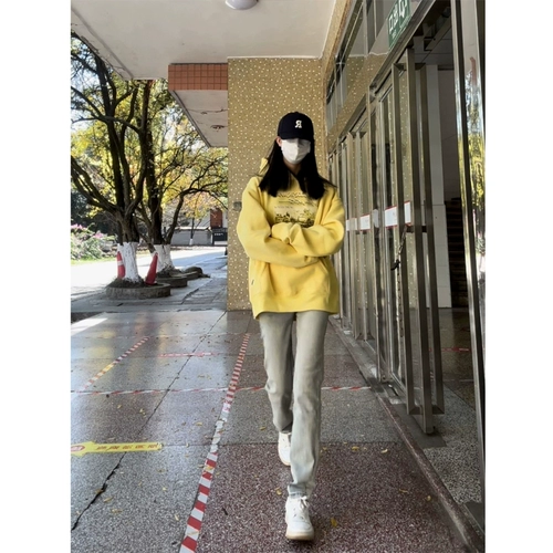 Ретро осенние джинсы, штаны, в американском стиле, свободный прямой крой