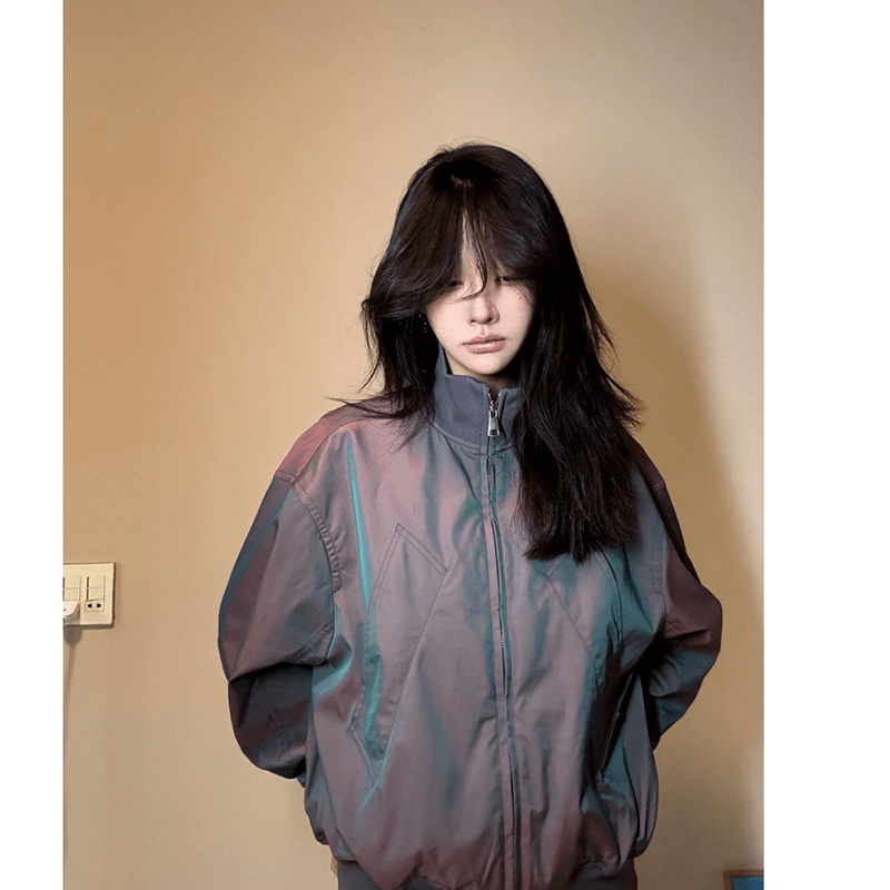 Colorful Satin Ma1 Flight Jacket for Men and Women, Spring American Style Short Silhouette Bomber Jacket with Stand Collar Baseball Uniform