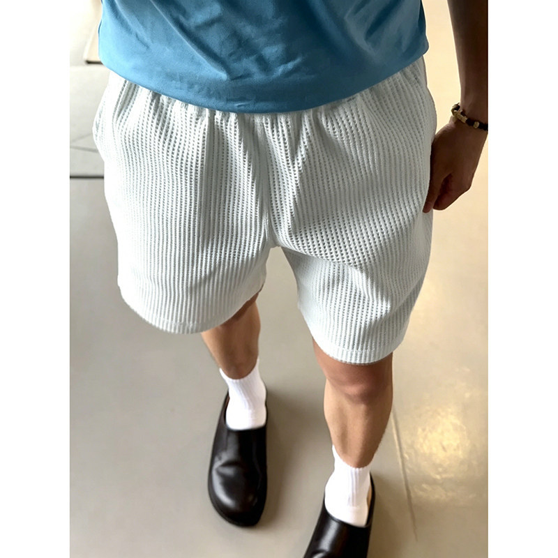 White Waffle Breathable Quick-Drying Shorts for Men, Summer American-Style Basketball Sports Pants, Fitness Training Five-Point Shorts White Waffle Breathable Quick-Drying Shorts for Men, Summer American-Style Basketball Sports Pants, Fitness Training Five-Point Shorts