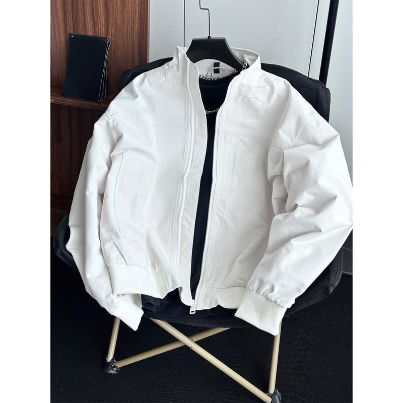 American-Style Stand-Collar Coach Flight Jacket for Men, Autumn Cleanfit Short Baseball Jacket with a High-End Workwear Feel American-Style Stand-Collar Coach Flight Jacket for Men, Autumn Cleanfit Short Baseball Jacket with a High-End Workwear Feel