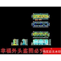 CAD drawings and architectural dwg drawings of a residential building and storefronts along the street