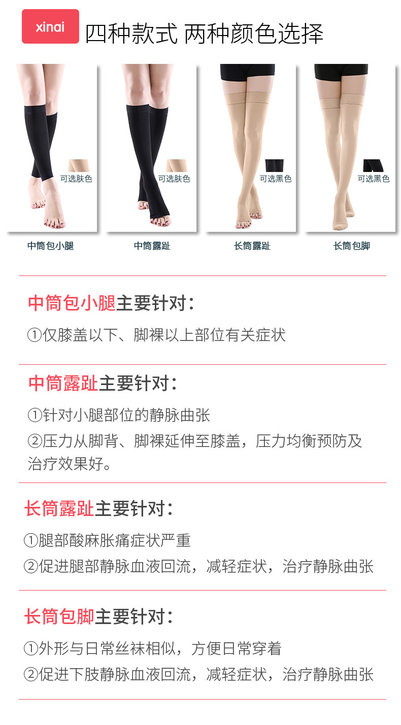 芯爱  静脉曲张弹力袜  小腿袜套 图3