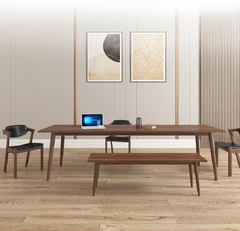 Nordic conference table Simple modern solid wood office desk Long table workbench table negotiation table Training table real shot