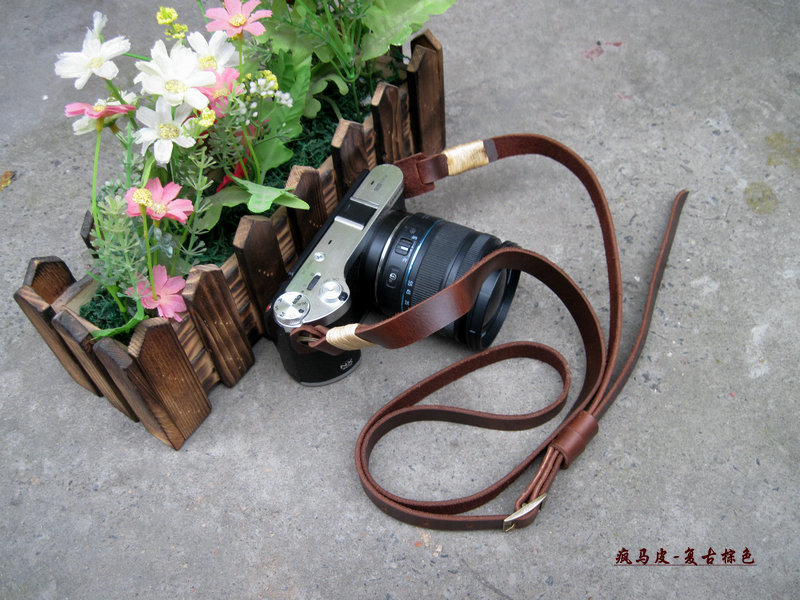 Làm bằng tay lớp da retro máy ảnh DSLR với dây đeo máy ảnh da điều chỉnh nhiều màu LOGO - Phụ kiện máy ảnh DSLR / đơn túi máy ảnh herringbone