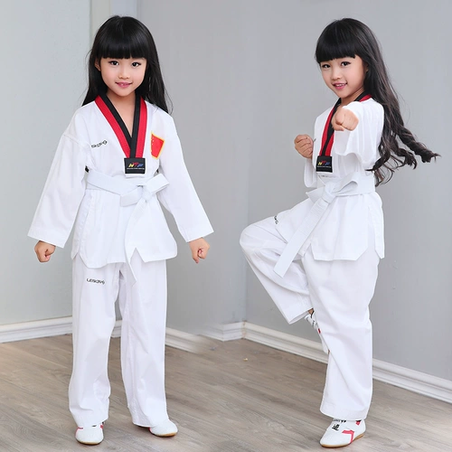 Leiskon Children's Pure Cotton Taekwondo Даосизм детей Взрослые тхэквондо одежда с длинными с короткими осенью и зимой Dao