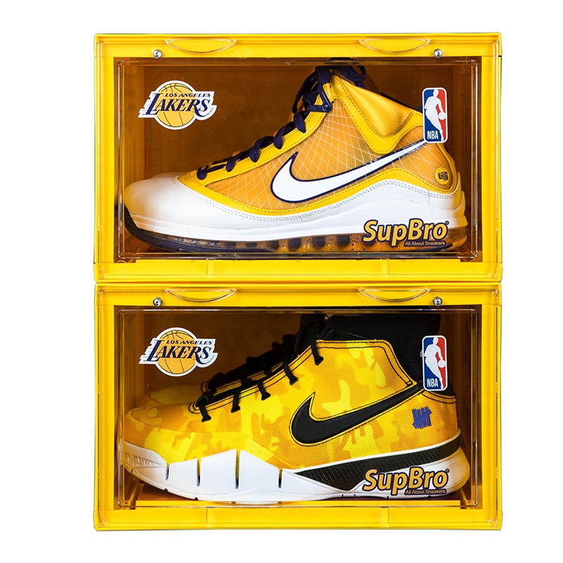 Supbro Shoe Box Nba Collaboration with Lakers, Warriors, Heat, and Global Teams Side-Opening Storage Box for Sneakers