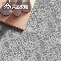 Vintage cement tile 300 industrial wind tile floor Gray matte floor wall tile Balcony kitchen toilet non-slip