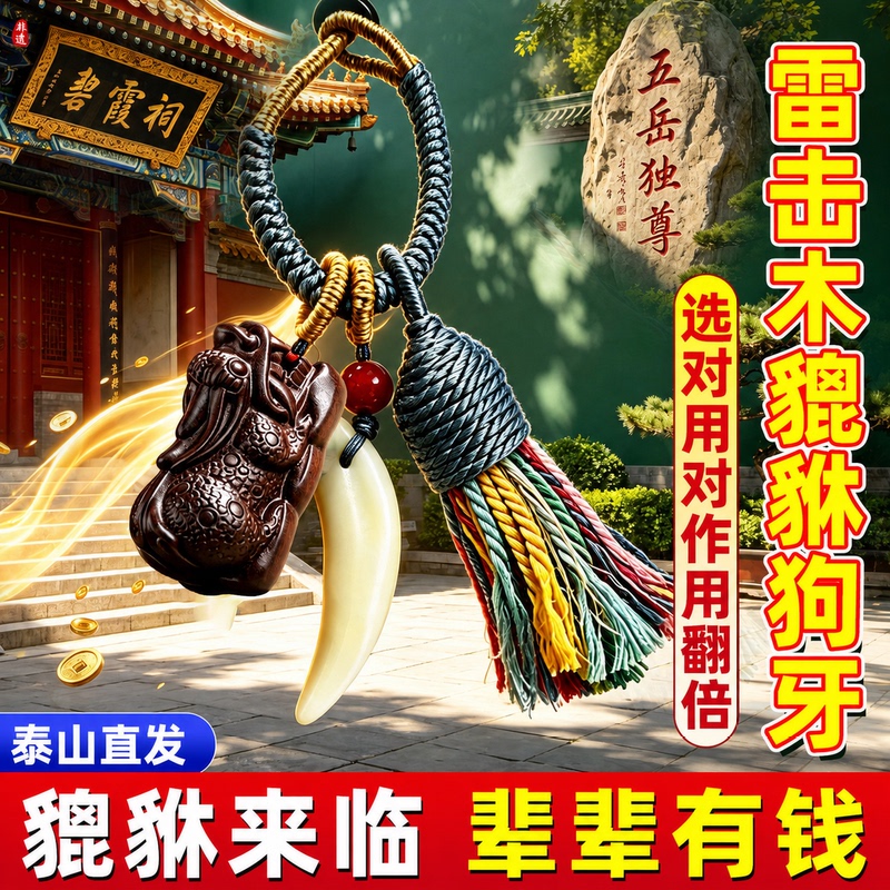Lightning-Struck Wood Pixiu Dog Tooth Pendant Keychain Women's Pendant Official Flagship Store Car Wealth and Safety Pendant Lightning-Struck Wood Pixiu Dog Tooth Pendant Keychain Women's Pendant Official Flagship Store Car Wealth and Safety Pendant
