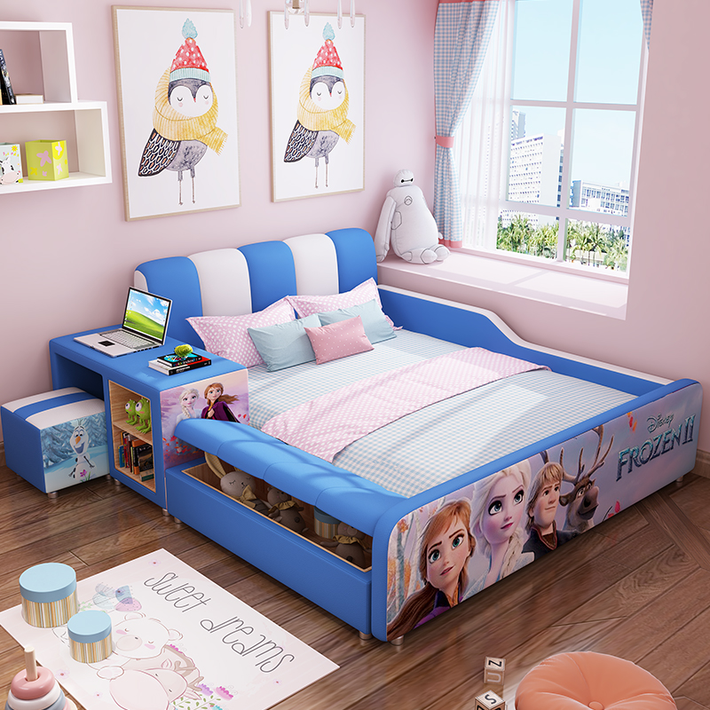 Children's bed girl tatami children's room fantasy castle Frozen princess bed multifunctional storage with guardrail