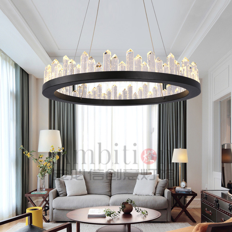 Nordic minimal crystal chandelier living room lamps modern creative circular personality bedroom lamps