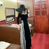M Queen retro nhung đen lưới lưới eo cao váy dài mùa xuân và váy mùa thu siêu cổ tích váy 8461 - Váy eo cao