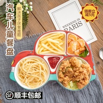 Childrens ceramic car dinner plate Eating bowl dish Cute baby divider plate Rectangular pink yellow red blue tableware