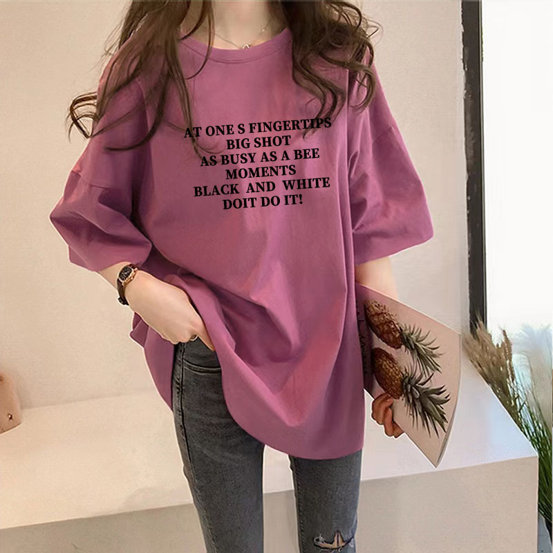 Shumei Pink Top European Style Oversized Mid-Length Hip-Covering T-Shirt for Women, Pure Cotton, Summer 2026 New Half-Sleeve T-Shirt ins