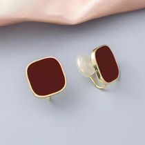 2022 Wine Red Advanced Sensation Earrings Temperament Woman New Tide Mosquito Coil Pan Ear Clip Without Earrings Earrings Earrings