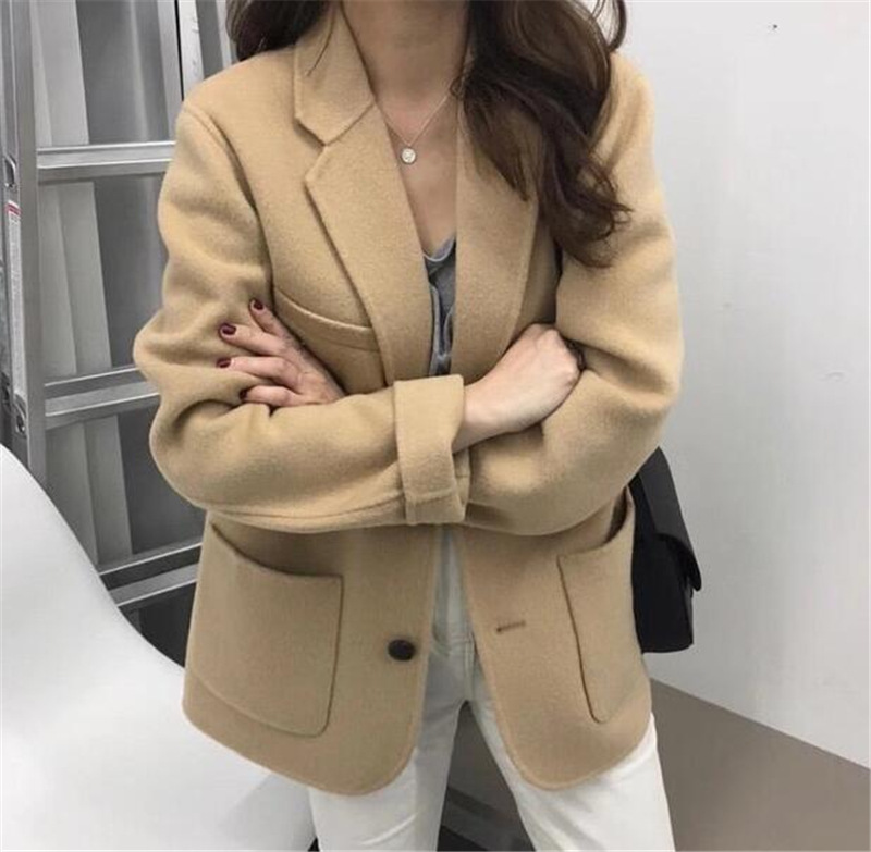 Korea 2021 Fall/Winter New Classic Small Man Double-sided Wool Cashmere Coat Women's Short Blazer