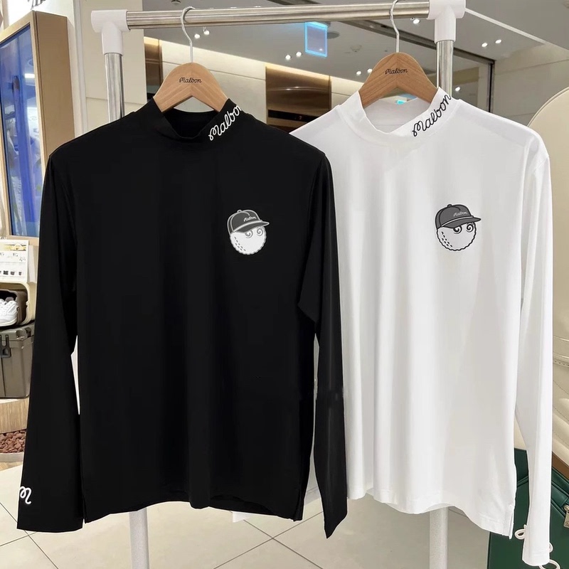 Golf Men's Clothing Autumn and Winter New Long-Sleeved T-Shirt High Round Neck Versatile Elastic Sports Quick-Drying Golf Clothing