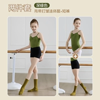 Темно -зеленый костюм (шорты с низкой талией)