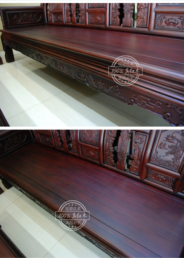 Tất cả đồ nội thất gỗ rắn sofa gỗ gụ phòng khách kết hợp đồ nội thất cổ điển Ming và Qing gỗ hồng mộc Nam vương miện sofa Ruyi - Bộ đồ nội thất ghế sofa