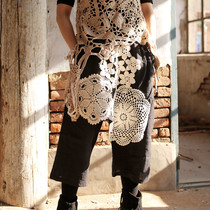 A Dream of Flowers~Qianai Original Literature and Art Fan Retro Handmade Crochet Pure Linen Pants Apron Style Wide Leg Trousers