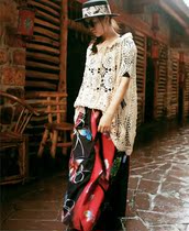 Butterfly flower ~ Original Gub Spring and summer thin spring splicing piece loose half - body skirt