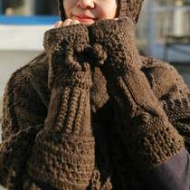 Hometown ~ Qianai Forest Original Design Sense Pure Hand Knitted Irregular Gloves Autumn and Winter Wool Line