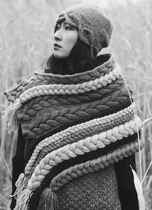 Always waiting for you ~ design sense pure wool thread hand-knitted plum seven braid scarf shawl