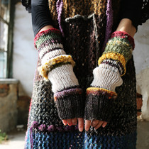 Detention Brigade ~ autumn and winter design sense all hand-knitted irregular wool long tube gloves