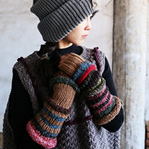 Small warm ~ design sense loose irregular pure hand knitting long edition gloves in autumn and winter
