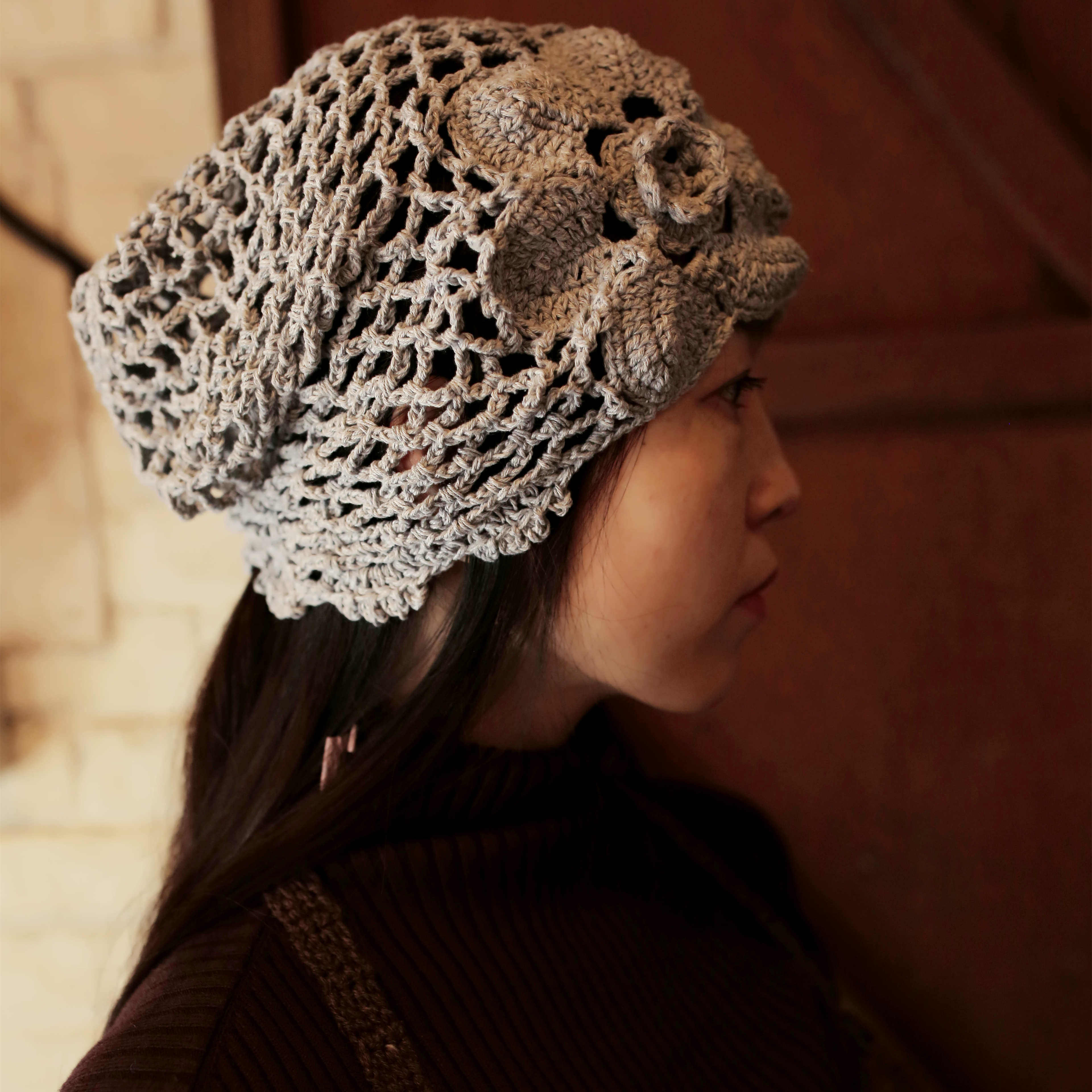 Flowers Month ~ Original art Fan Retro Artisanal Hook Flowers Loose Hood Heaps Pile Hat Women Hat Hair Accessories