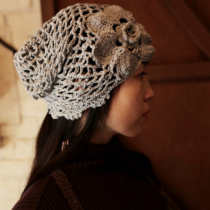 Hua Yue ~ Original Art Fan Retro Handmade Crochet Flower Loose Hood Stack Hat Female Hat Hair Accessories