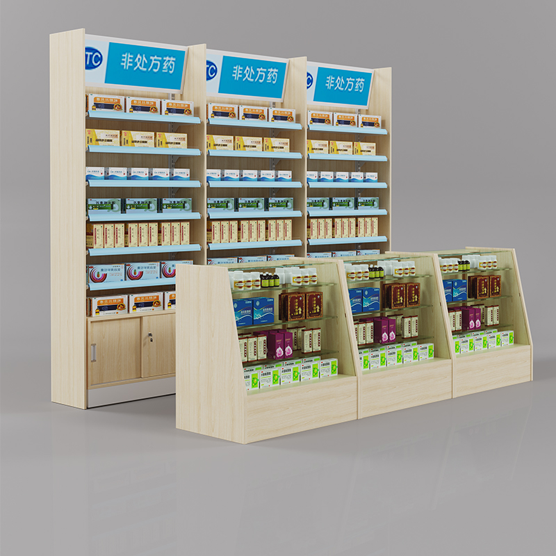 Drugstore Shelf Display Shelf Prescription Drug Cabinet Traditional Chinese Medicine Cabinet Clinic Pharmacy Back Cabinet Western Medicine Glass Counter Supermarket Nakajima