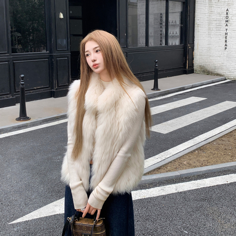 Misszhang Fox Fur Vest for Women 2026 New Style Small Size Stand Collar Vest Fur Coat Misszhang Fox Fur Vest for Women 2026 New Style Small Size Stand Collar Vest Fur Coat