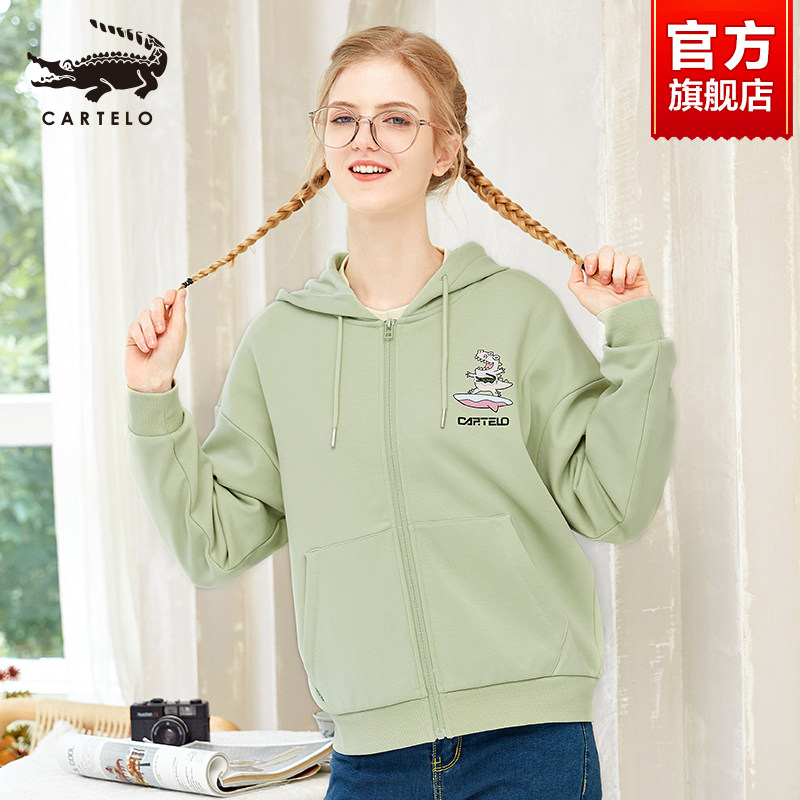 Crocodile sweater women's long-sleeved spring and autumn loose short section 2022 new women's jacket all-match sports casual top